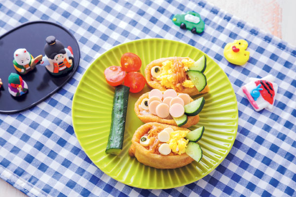 子どもと一緒に飾り付け なめ茸入りごはんの鯉のぼりいなり 