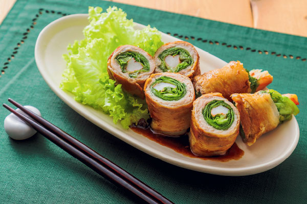 ボリューミーでおいしい！ 古今東北パリッとフリルレタスの肉巻き